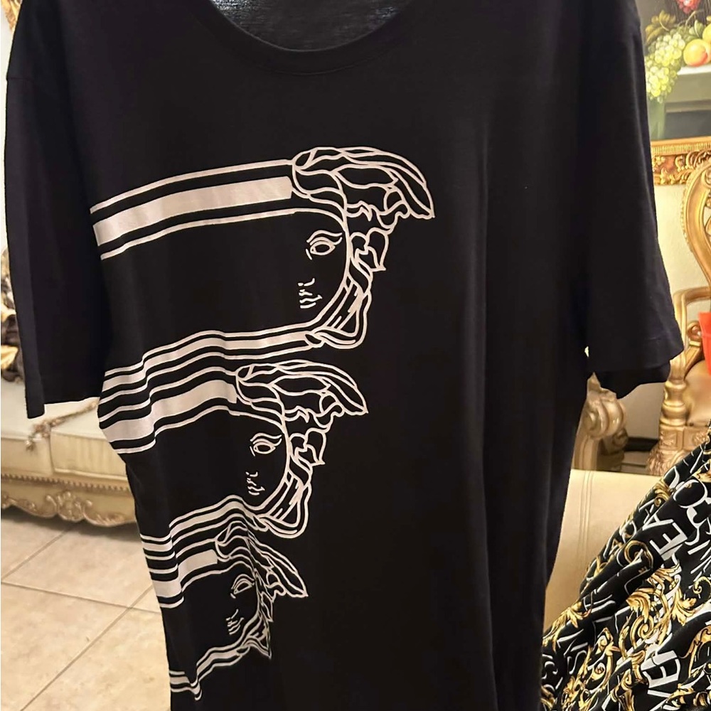 Versace Black and White Medusa Graphic Tee